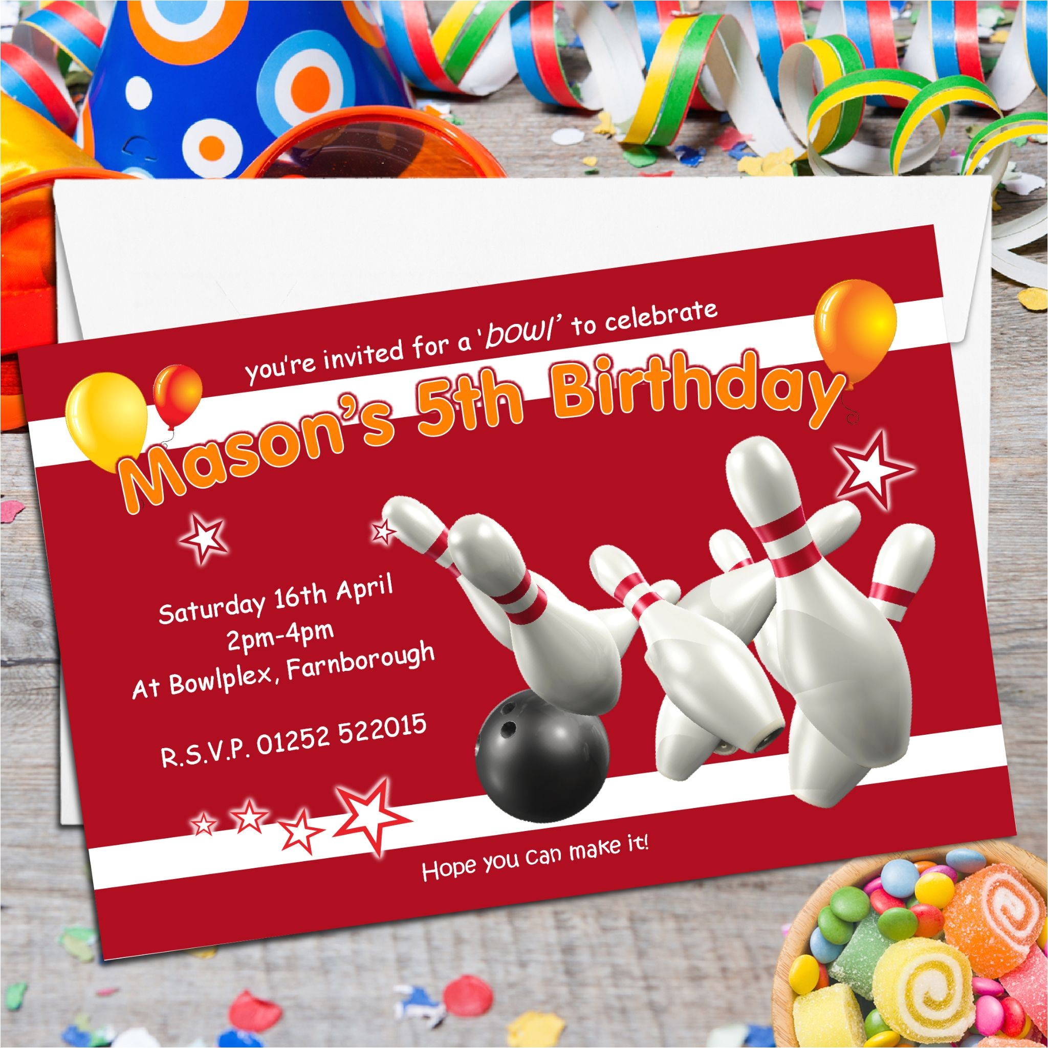 Ten Pin Bowling Party Invitations 10 Personalised Ten Pin Bowling Birthday Party Invitations