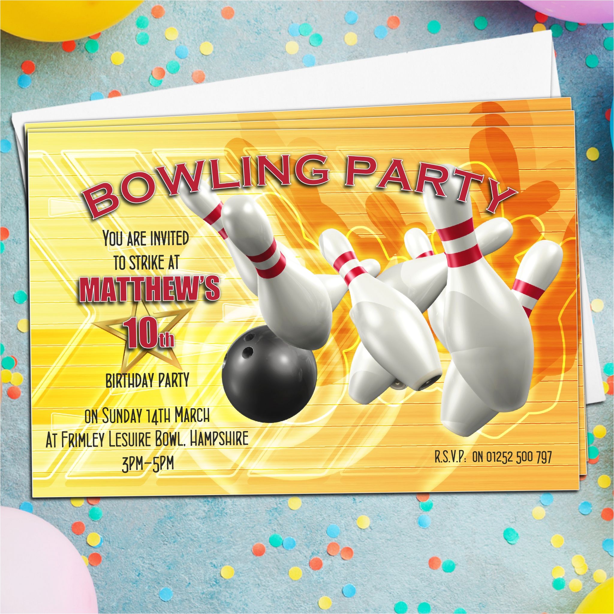Ten Pin Bowling Party Invitations 10 Personalised Tenpin Bowling Birthday Party Invitations N1