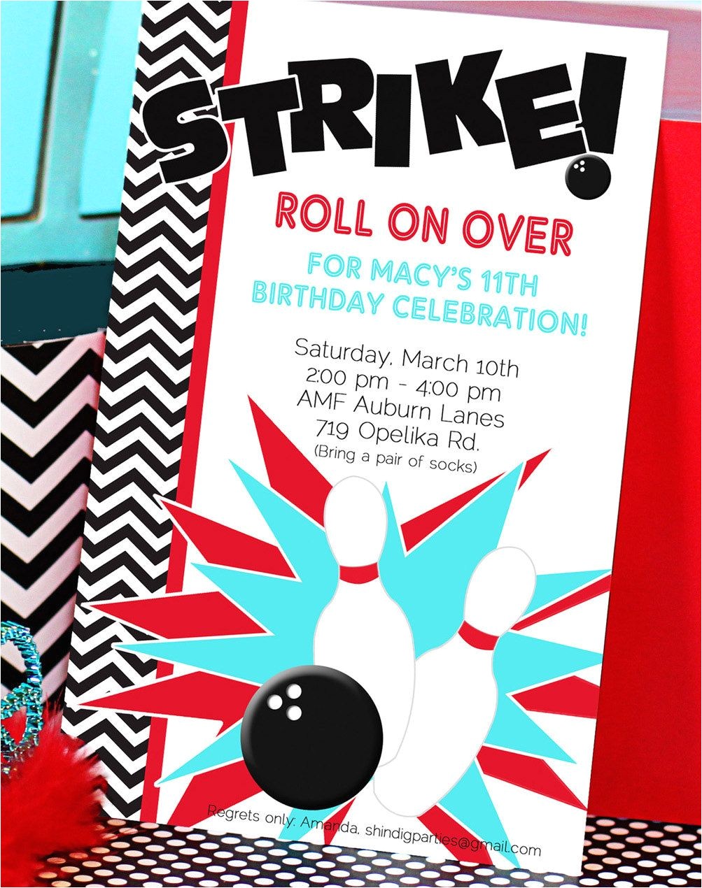 Ten Pin Bowling Party Invitations Bowling Party Invitation Bowling Birthday Invitation by