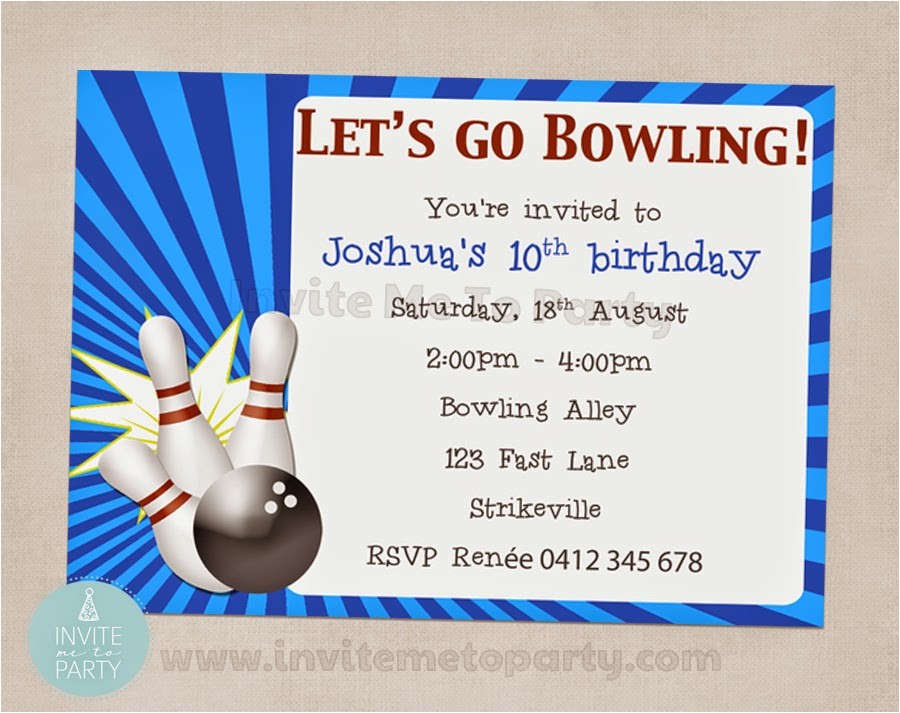 Ten Pin Bowling Party Invitations Invite Me to Party Ten Pin Bowling Party Bowling Party