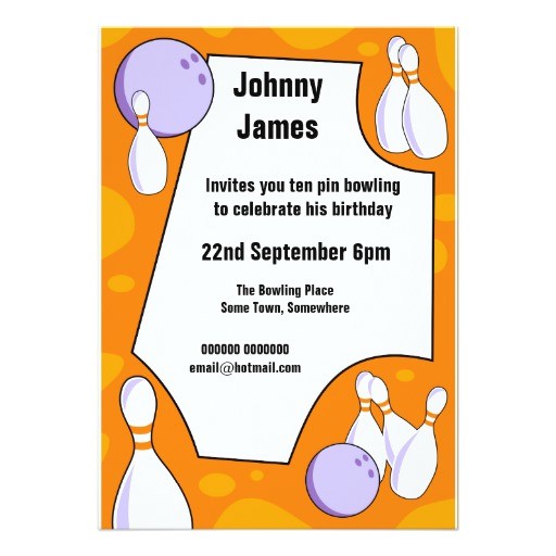 Ten Pin Bowling Party Invitations Ten Pin Bowling Birthday Party Invitation