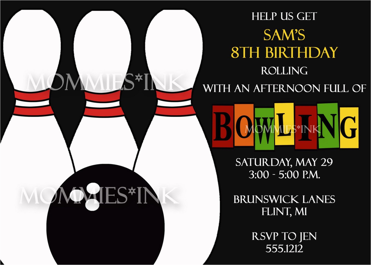 Ten Pin Bowling Party Invitations Ten Pin Bowling Party Invitation