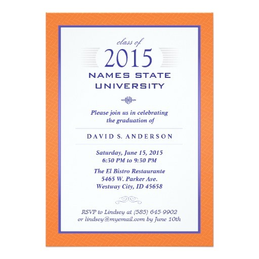 Texas A&amp;m Graduation Party Invitations orange & Blue formal Graduation Party Invitation