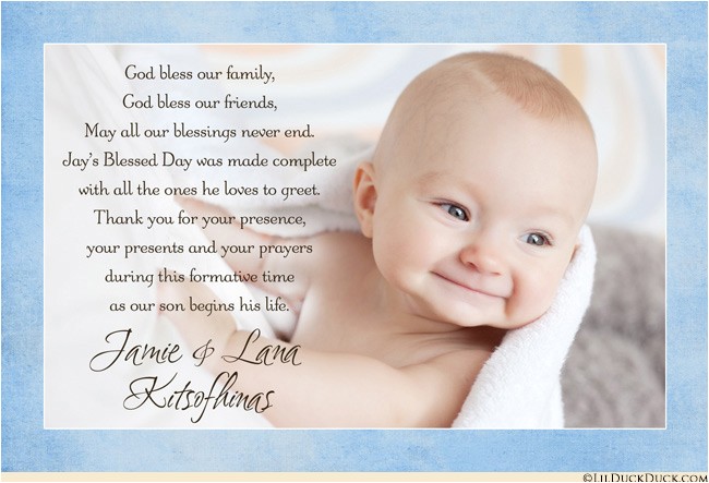 Thank You Message for Baptism Invitation Blessed Baby Thank You Card Christening Baptism
