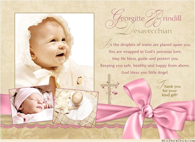 Thank You Message for Baptism Invitation Christening Thank You Verse Wording Ideas for Baptism Cards