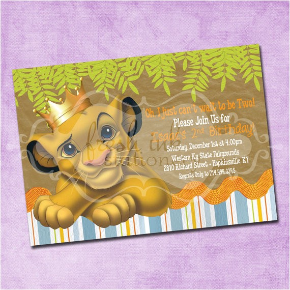 The Lion King Birthday Party Invitations Simba Lion King Birthday Invitation by Freshinkstationery