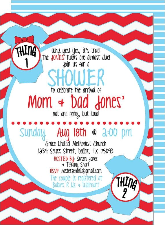Thing 1 and Thing 2 Baby Shower Invitation Template Terrific Thing and Invitations Baby Shower Ideas Design