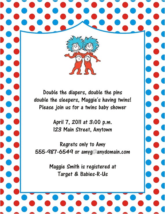 Thing One and Thing Two Baby Shower Invitations Digital File Thing 1 and Thing 2 Dr Seuss Birthday or Baby