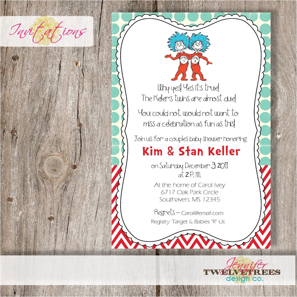 Thing One and Thing Two Baby Shower Invitations Thing 1 and Thing 2 Baby Shower Invitation Diy