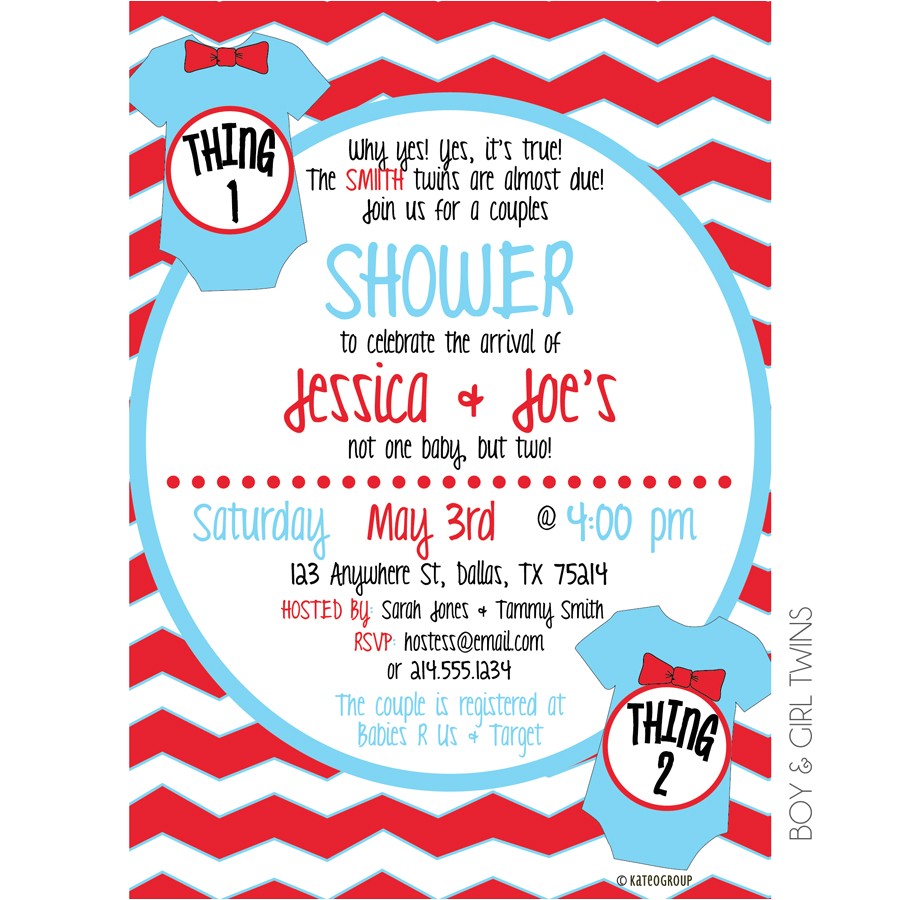 Thing One Thing Two Baby Shower Invitations Thing E Thing Two Baby Shower Invitation
