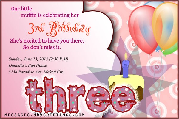Third Birthday Invitation Quotes 3rd Birthday Invitations 365greetings Com