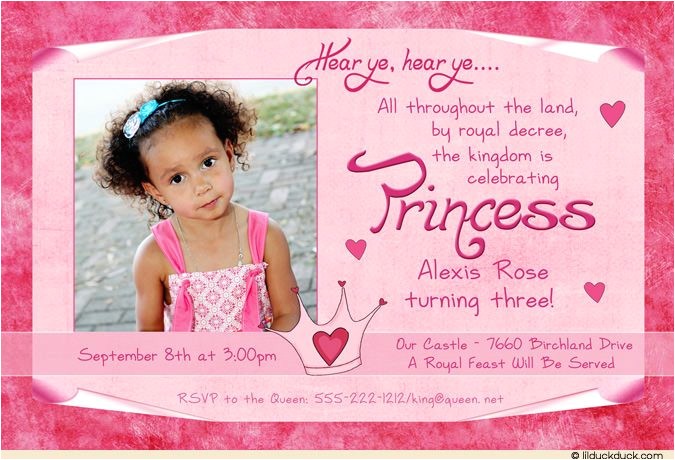 Third Birthday Invitation Quotes Pink Polka Dot Princess Invitation Birthday Photo Royal