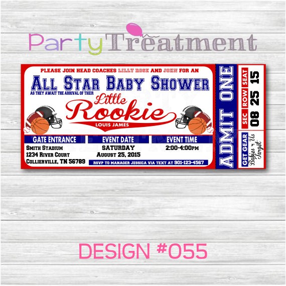 Ticket Invitations for Baby Shower All Star Sports Baby Shower Ticket Invitation by Ticket Invitations for Baby Shower All Star Sports Baby Shower Ticket Invitation by