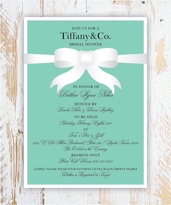 Tiffany and Co Bridal Shower Invitations Items Similar to Tiffany & Co Bridal Shower