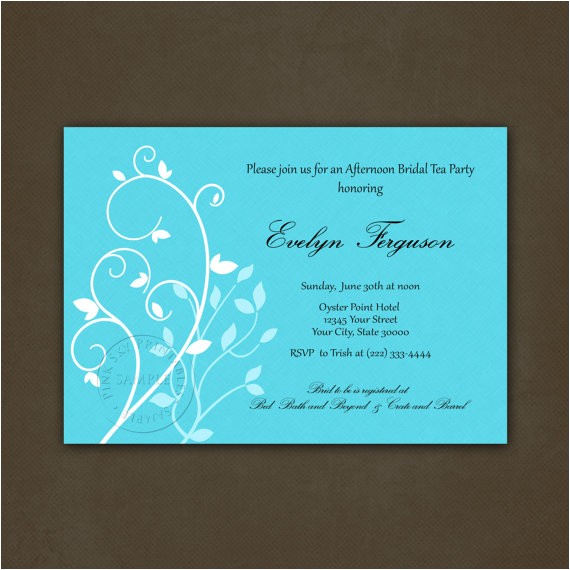 Tiffany Blue Wedding Bridal Shower Invitations Teal Aqua Blue Vines Bridal Shower by Pinkskyprintables On