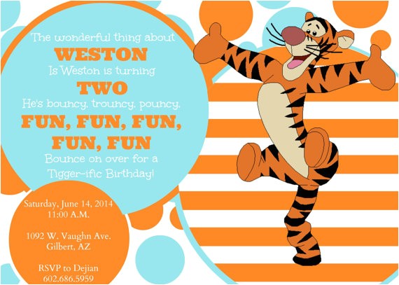 Tigger 1st Birthday Invitations Items Similar to Printable Customizable Tigger Party