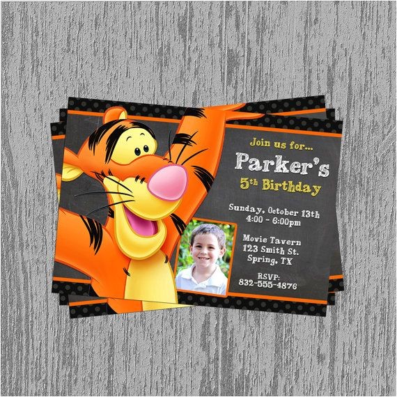 Tigger 1st Birthday Invitations Tigger Birthday Invitation Digital File by