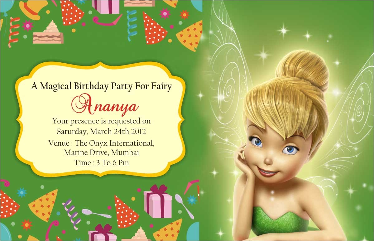 Tinkerbell Invitation Cards for Birthdays Birthday Party Invitation Card Invite Personalised Return