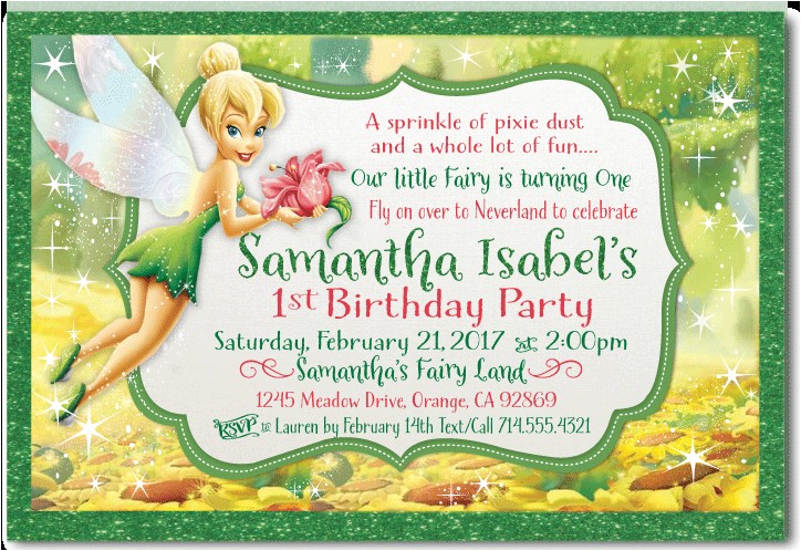Tinkerbell Invitation Cards for Birthdays Tinkerbell Birthday Invitations Di 283 Custom