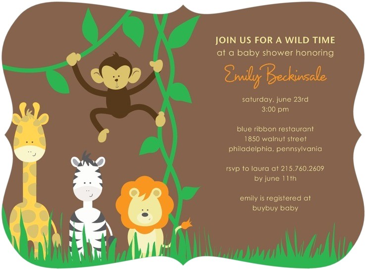 Tiny Prints Baby Shower Invites Baby Shower Invites Jungle theme Tiny Prints Custom