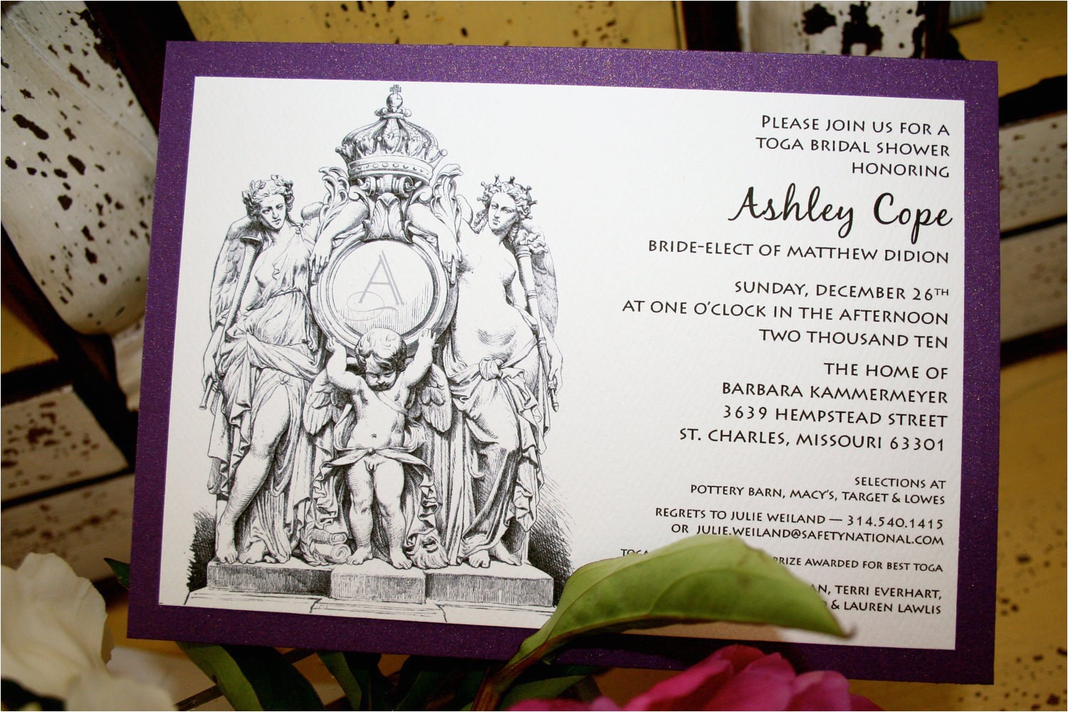 Toga Party Invitations Wording Greek toga Party Invitation Bridal Shower by