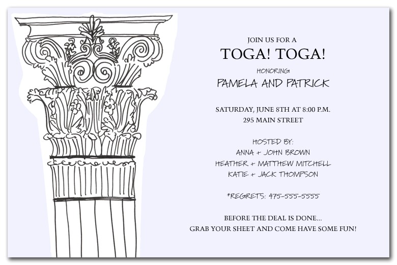 Toga Party Invitations Wording toga toga by Invitation Consultants In 1 2897