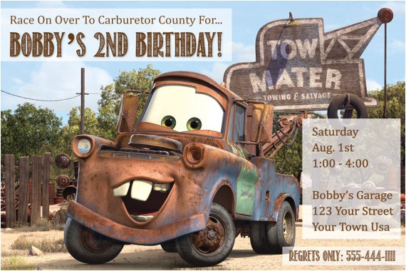 Tow Mater Birthday Invitations tow Mater Invitations Tow Mater Birthday Invitations tow Mater Invitations
