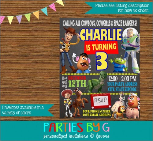 Toy Story Customized Birthday Invitations toy Story Chalkboard Birthday Party Invitations