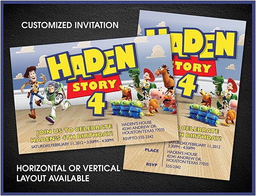 Toy Story Customized Birthday Invitations toy Story Inspired Custom Birthday Invitations