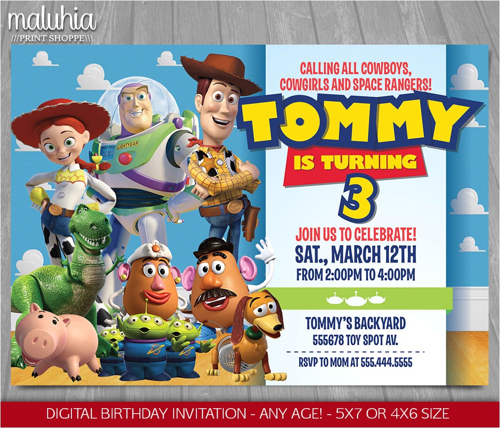 Toy Story Photo Birthday Party Invitations toy Story Invitation toy Story Invite Disney Pixar toy