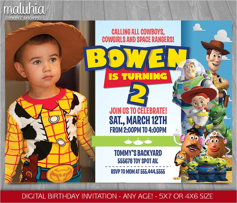 Toy Story Photo Birthday Party Invitations toy Story Invitation toy Story Invite Disney Pixar toy
