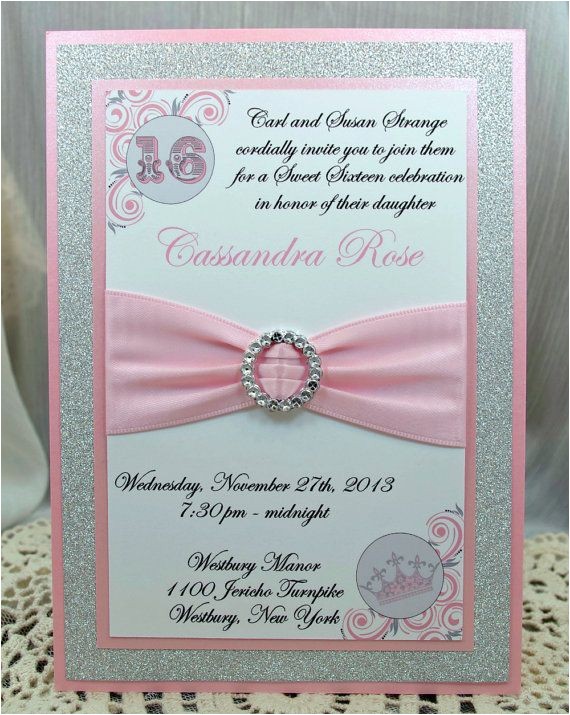 Traditional Quinceanera Invitations Pink and Grey Quinceanera or Sweet 16 Invitations by