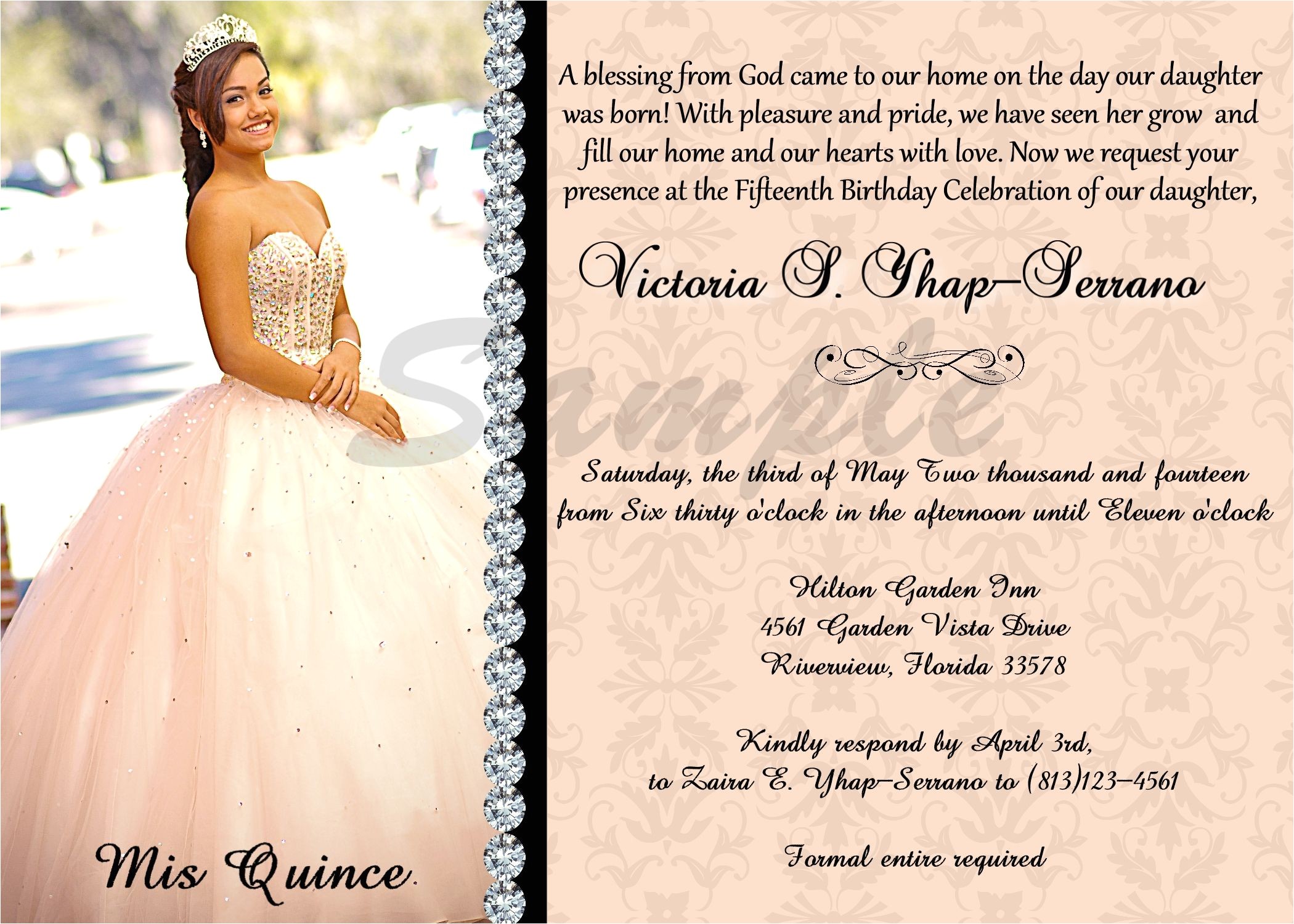 Traditional Quinceanera Invitations Quinceanera Invitation Sweet 16 Peach Color Digital and