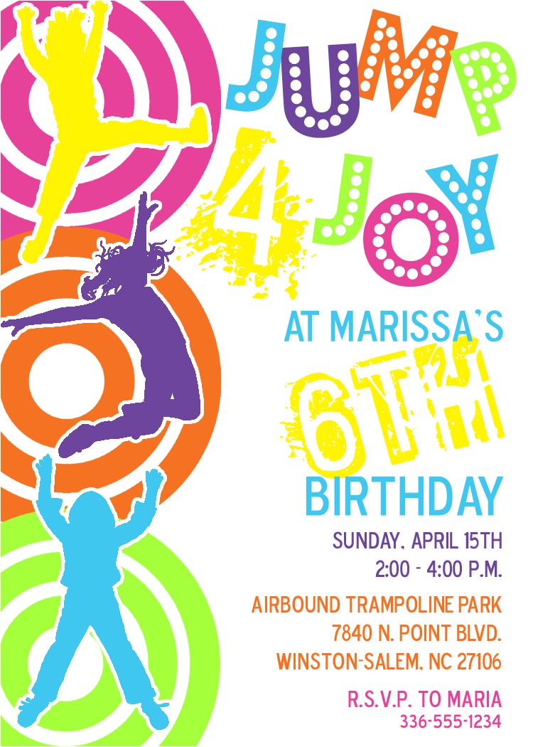 Trampoline Park Birthday Invitations Meghily S Custom Birthday Package for Airbound Trampoline