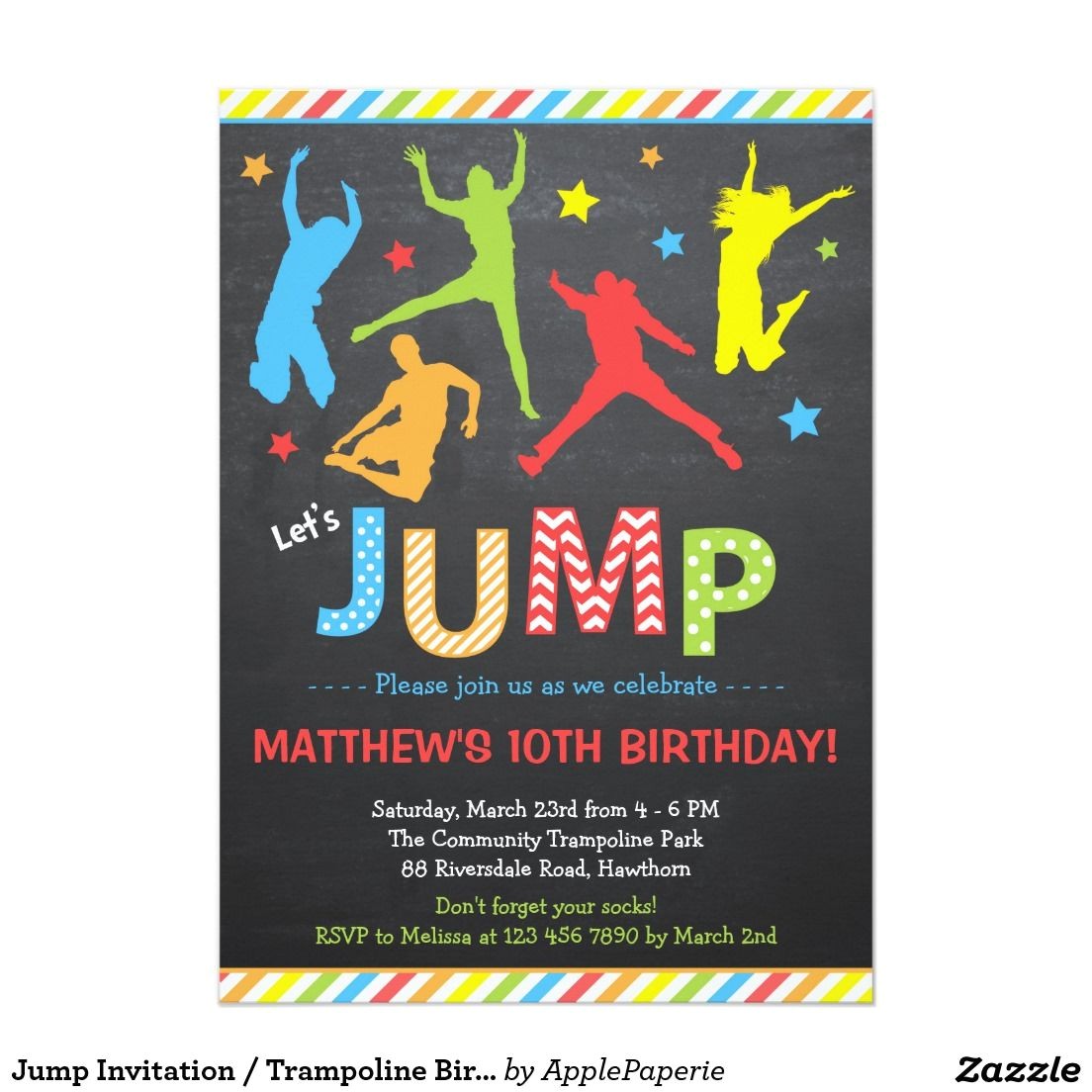 Trampoline Park Birthday Party Invitations Jump Invitation Trampoline Birthday Invitation Boys