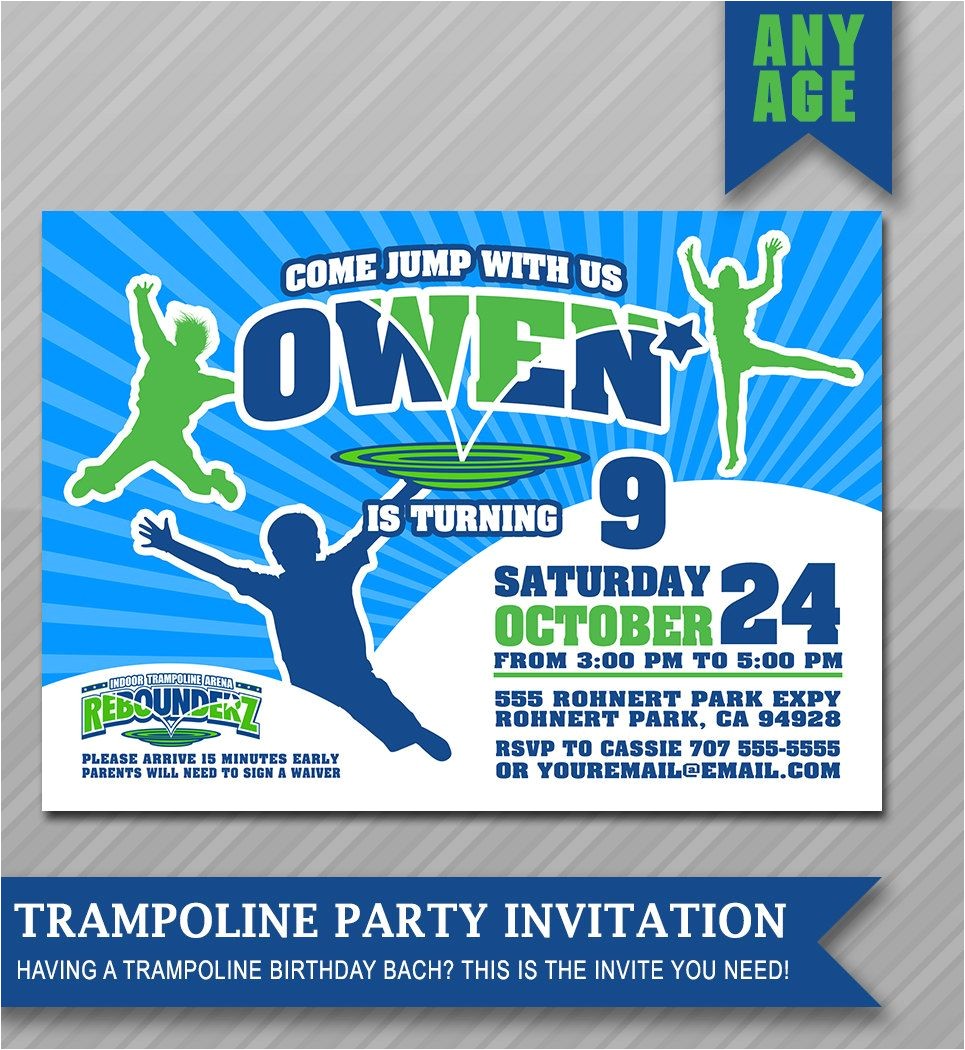 Trampoline Park Birthday Party Invitations Trampoline Party Invitation Bounce House Invitation