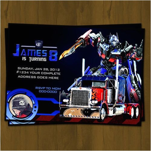Transformer Birthday Invitations Optimus Prime Transformers Birthday Invitation From
