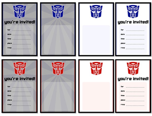 Transformer Birthday Invitations Printable Free Printable Transformers Birthday Party Invitations