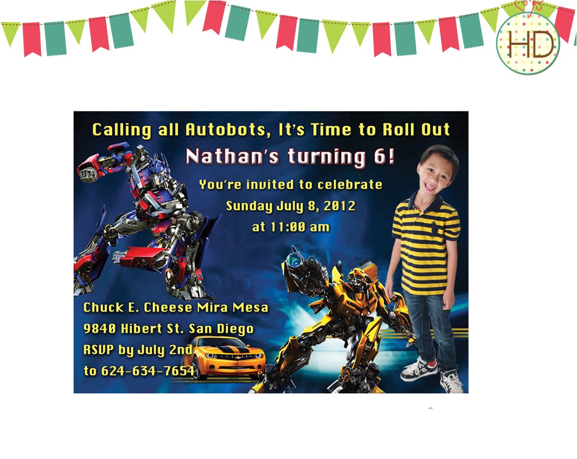 Transformer Party Invites Transformers Invitation Transformer Birthday by Hdinvitations