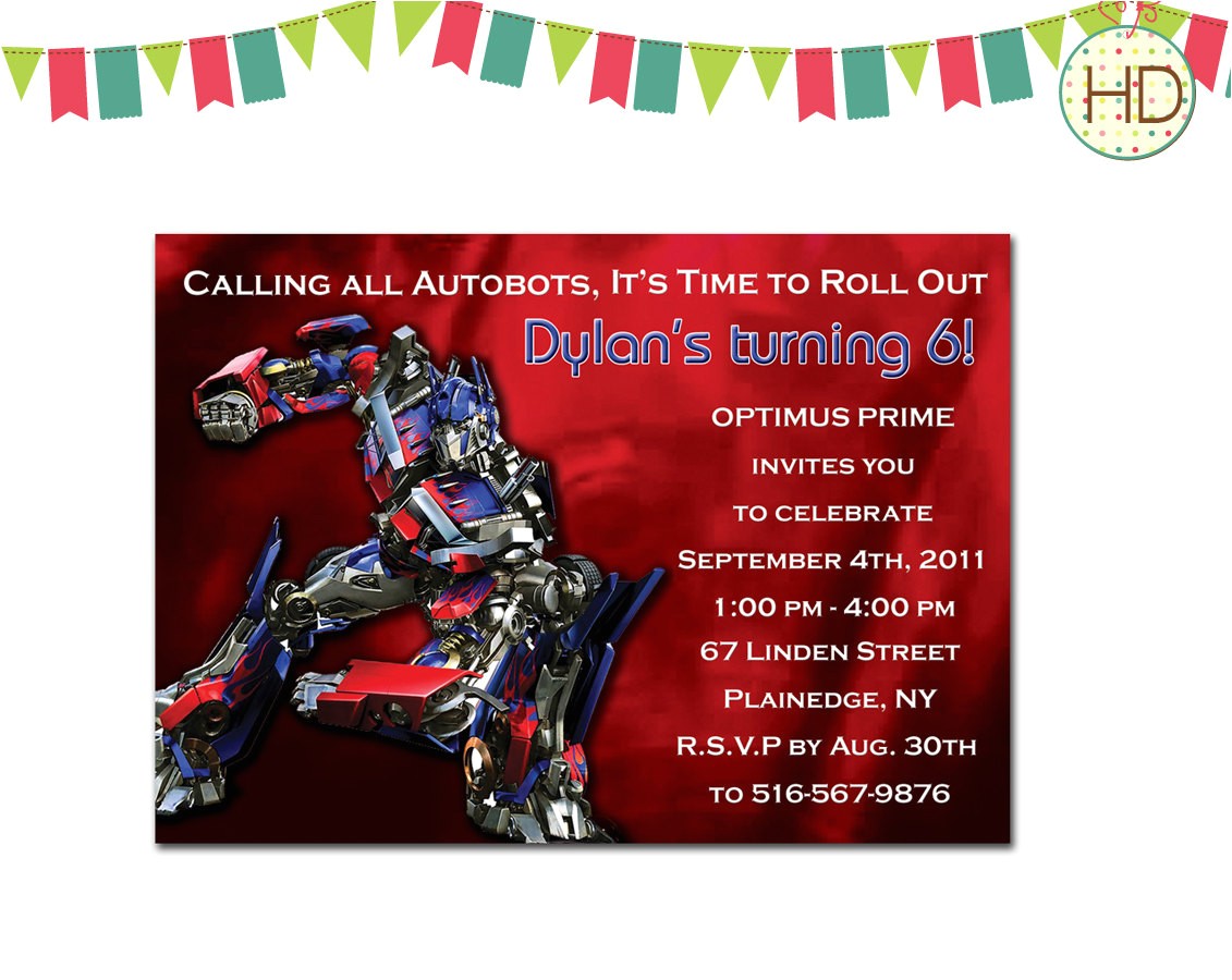 Transformer Party Invites Transformers Invitation Transformer Birthday by Hdinvitations