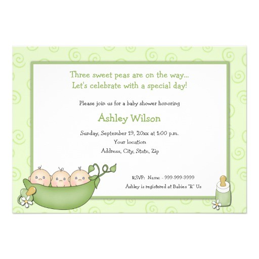 Triplet Baby Shower Invitations Triplets Baby Shower Invitations 5" X 7" Invitation Card