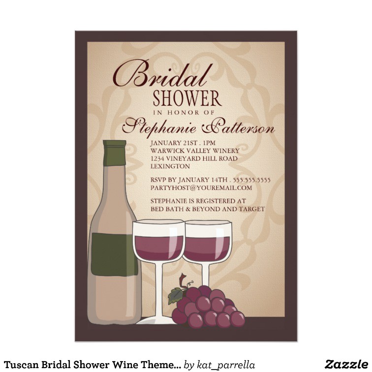 Tuscan Bridal Shower Invitations Tuscan Bridal Shower Wine themed Invitation