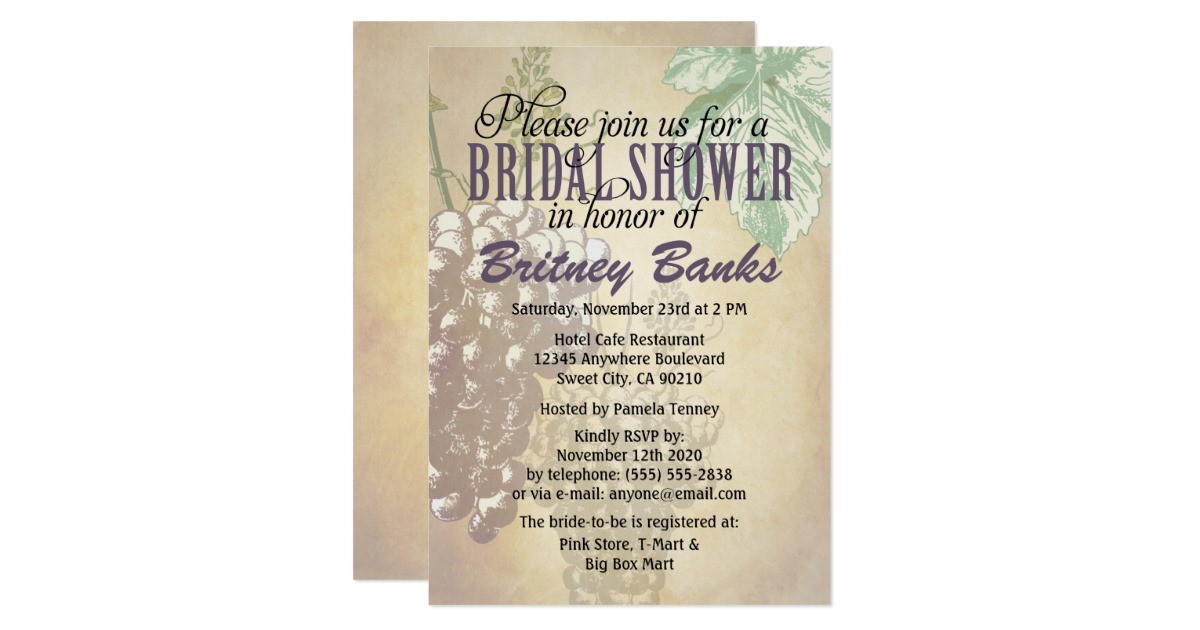 Tuscan Bridal Shower Invitations Tuscan Winery Vineyard Bridal Shower Invitations