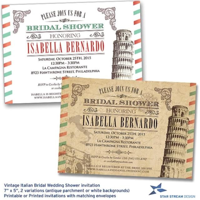 Tuscan Bridal Shower Invitations Vintage Italian Bridal Wedding Shower Invitation