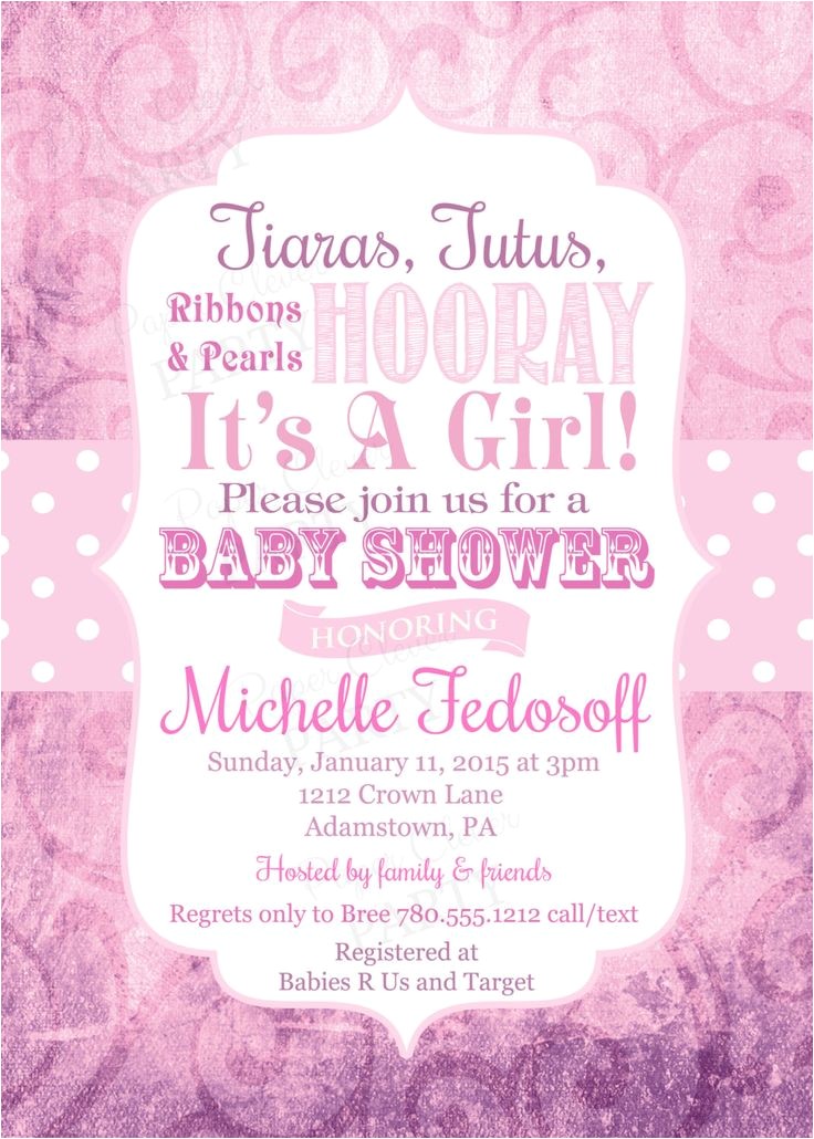 Tutu and Tiara Baby Shower Invitations Tiaras and Tutus Girls Baby Shower Invitations Pr 2