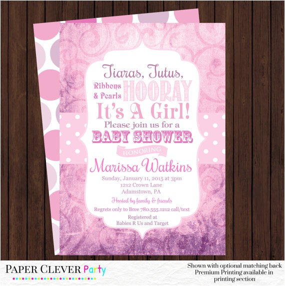 Tutu and Tiara Baby Shower Invitations Tiaras and Tutus Girls Baby Shower Invitations Princess