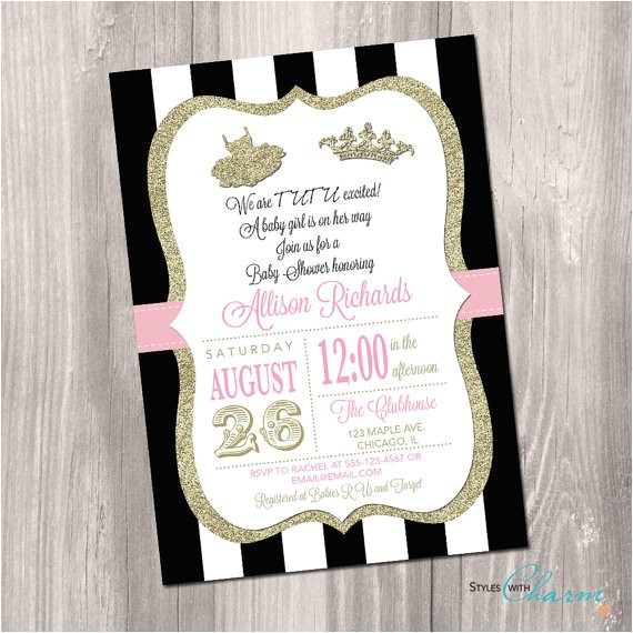Tutu and Tiara Baby Shower Invitations Tutu Baby Shower Invitation Tutu and Tiara by Styleswithcharm