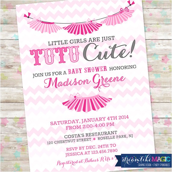 Tutu themed Baby Shower Invitations Tutu Baby Shower Invitation Baby Girl Invite Tutu Cute Baby