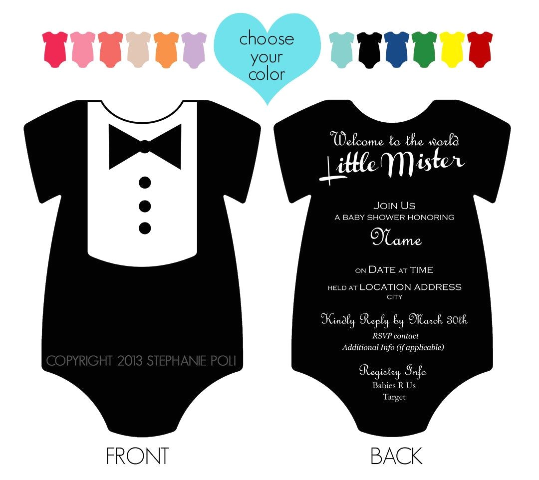 Tuxedo Baby Shower Invitations Customized Dapper Tuxedo Esie Baby Shower Invitation