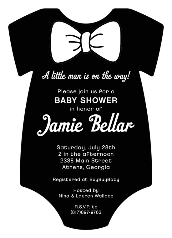 Tuxedo Onesie Baby Shower Invitations Black Tux Esie Bow Tie Baby Shower Invitation